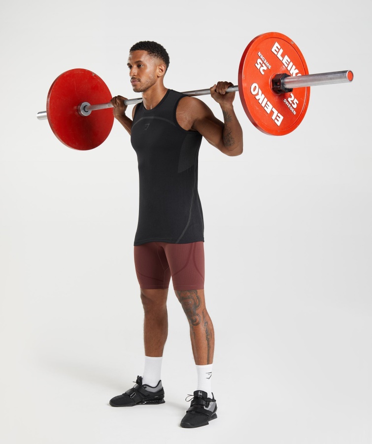 315 Seamless 1-2 Shorts Cherry Brown-Athletic Maroon Gymshark