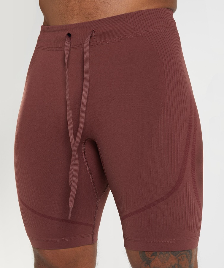 315 Seamless 1-2 Shorts Cherry Brown-Athletic Maroon Gymshark