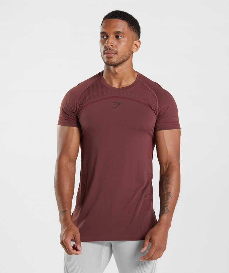 315 Nahtloses T-Shirt Kirschbraun Gymshark