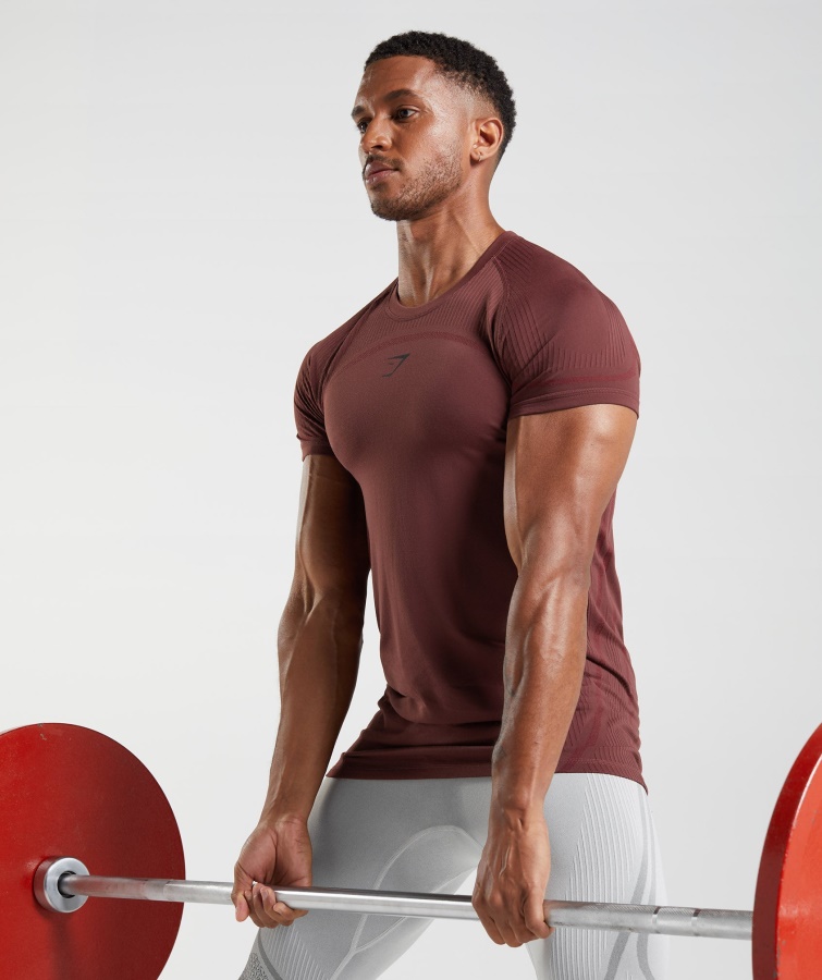 315 Nahtloses T-Shirt Kirschbraun Gymshark