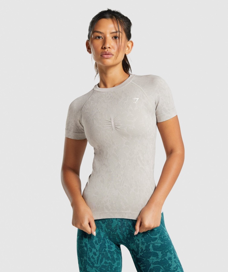 Adapt Animal Nahtloses T-Shirt Schmetterlingsgrau Gymshark