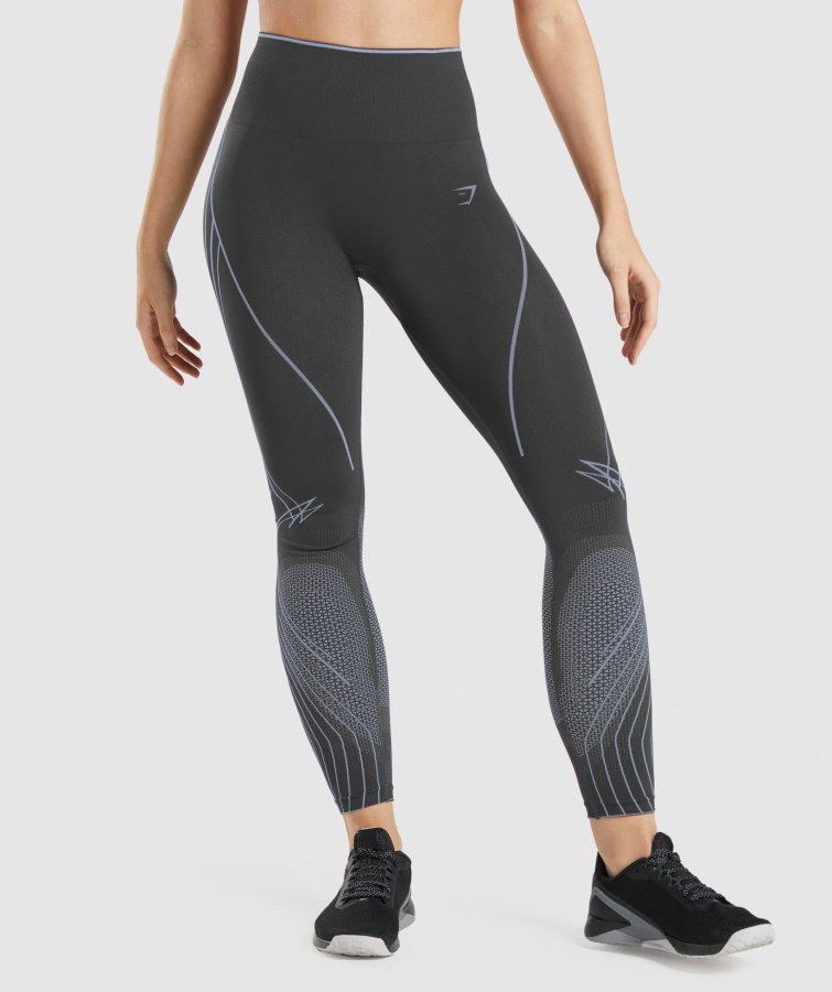 Apex Seamless High Rise Leggings Onyxgrau-lavendelblau Gymshark