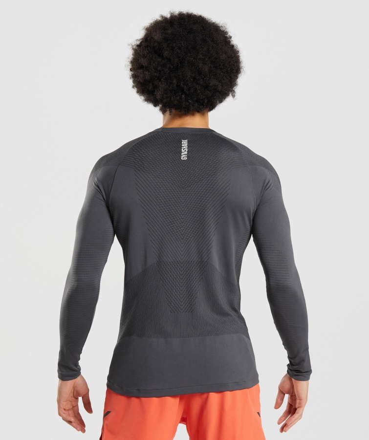 Apex Seamless Langarm T-Shirt Onyxgrau-schwarz Gymshark