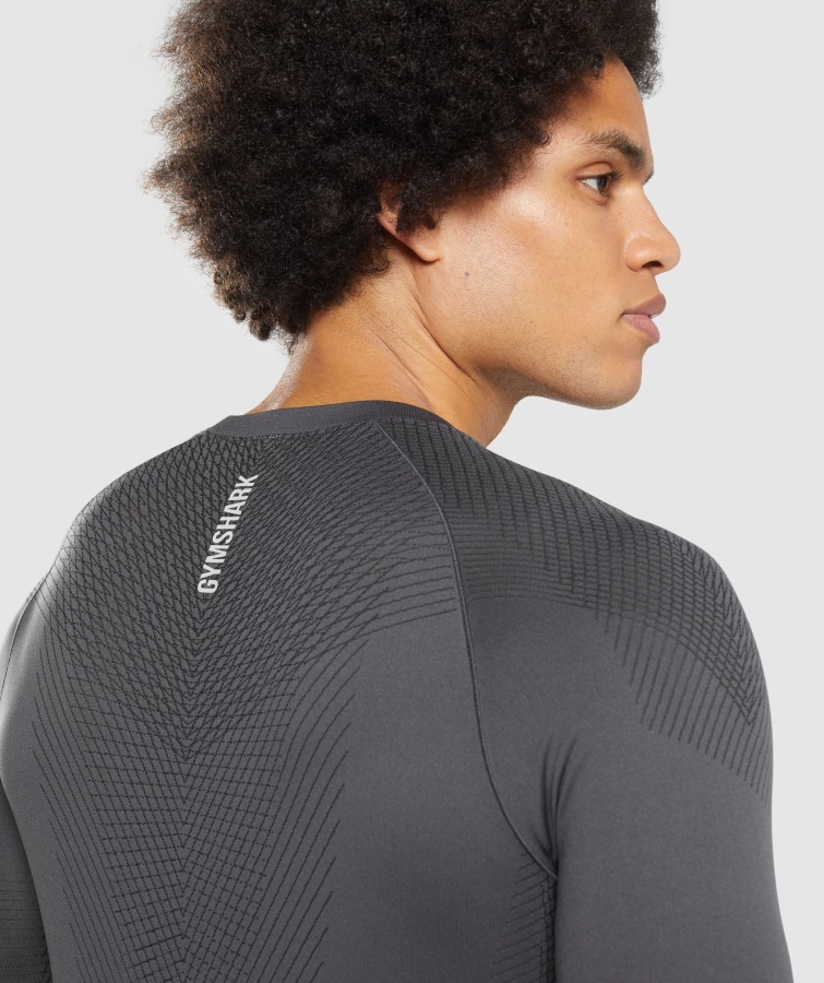 Apex Seamless Langarm T-Shirt Onyxgrau-schwarz Gymshark