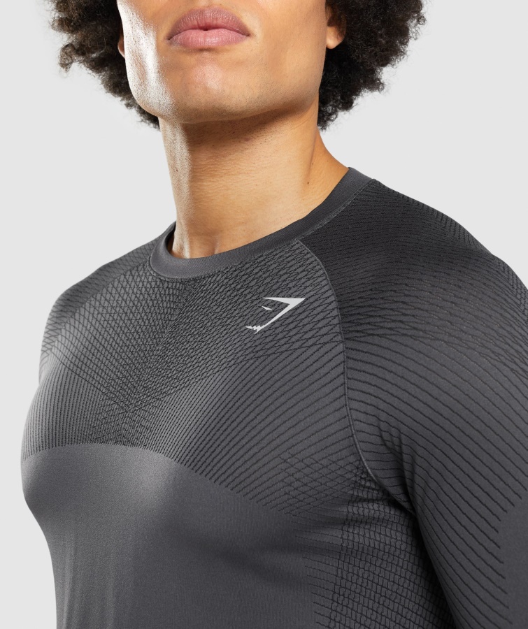 Apex Seamless Langarm T-Shirt Onyxgrau-schwarz Gymshark