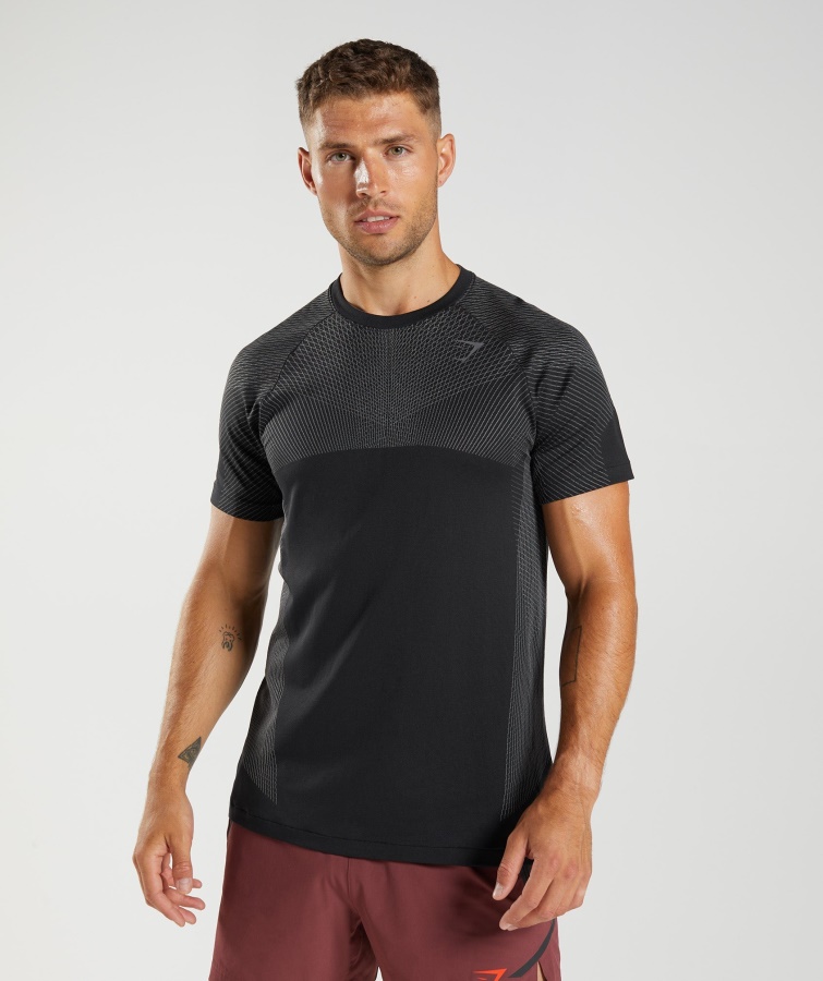 Apex Nahtloses T-shirt Schwarz-silhouette Grau Gymshark