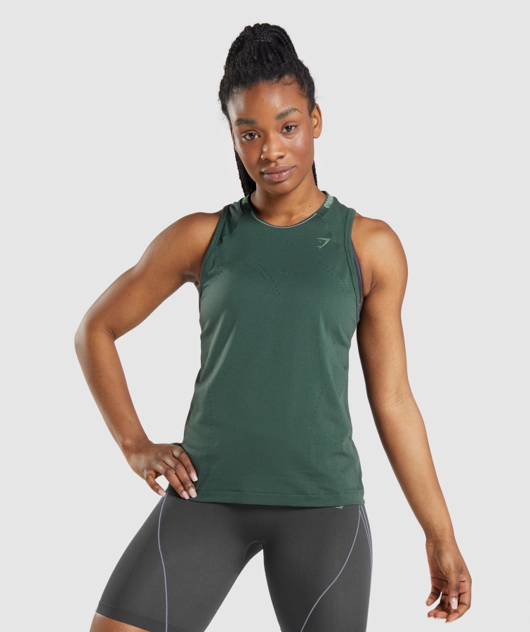 Apex Nahtloser Tank Obsidiangrün-gurkengrün Gymshark