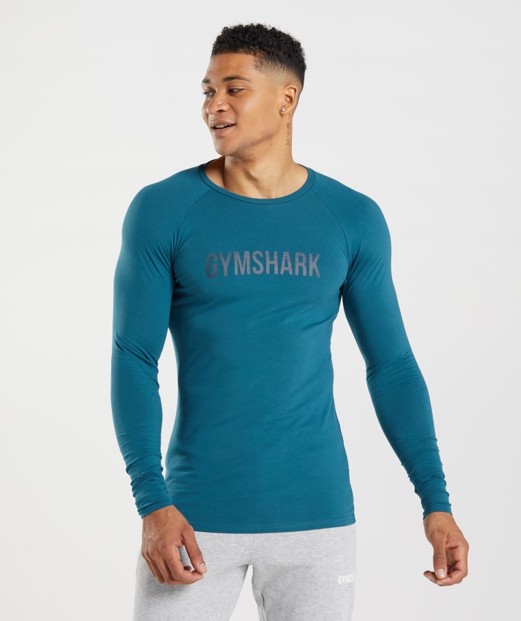 Apollo Langarm T-shirt Atlantikblau Gymshark
