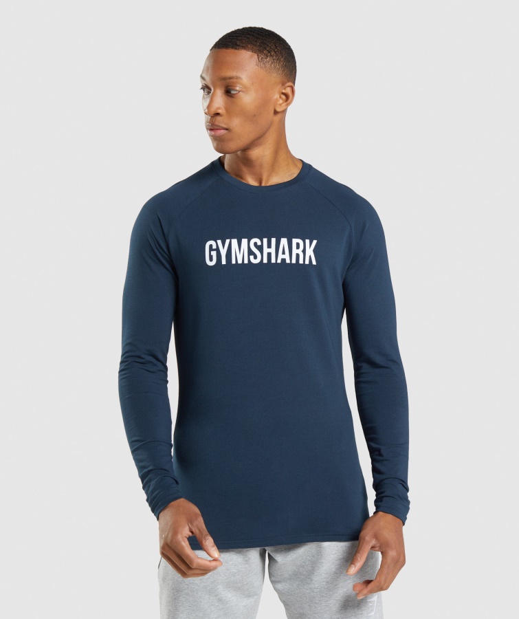 Apollo Langarm T-shirt Navy Gymshark