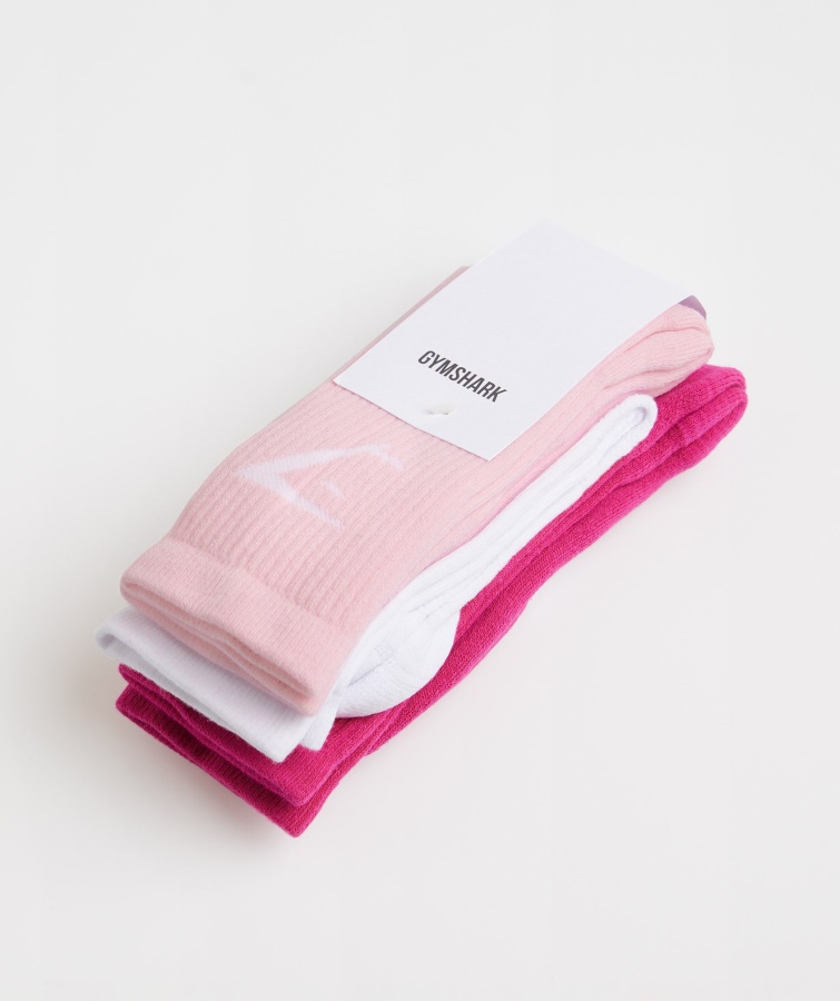 Crew Socken 3er-Pack Magenta Pink-weiß-sweet Pink Gymshark