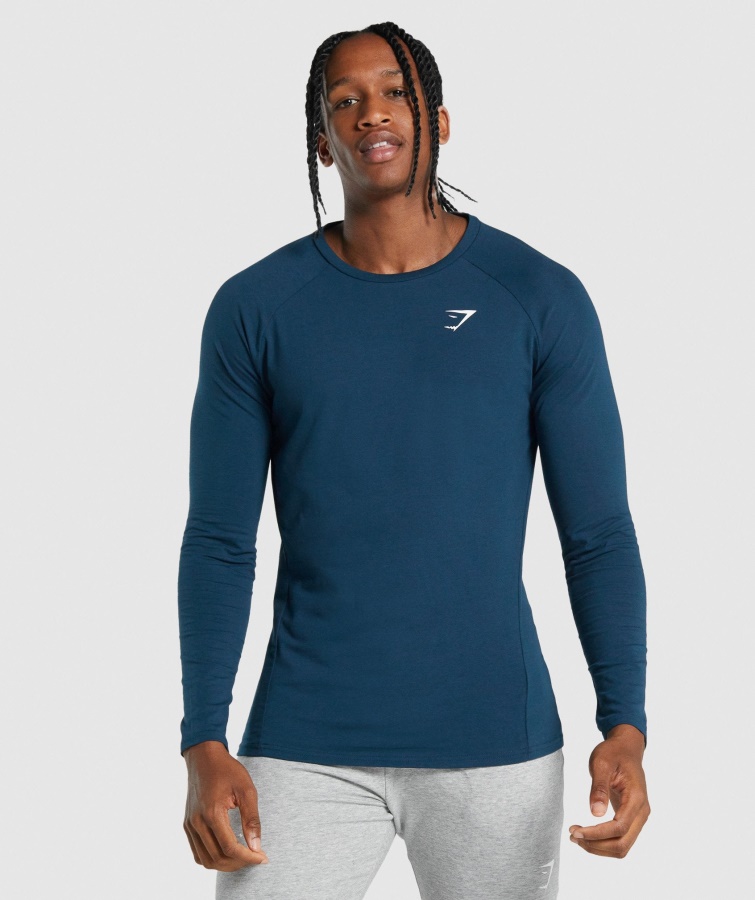 Critical 2.0 Langarm T-Shirt Navy Gymshark