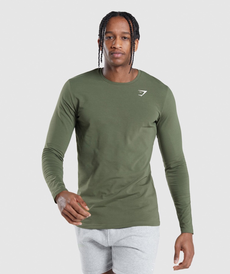 Essential Langarm-T-Shirt Core Olive Gymshark