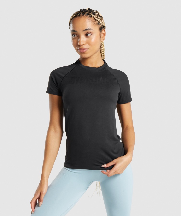 Fit Nahtloses Lockeres T-shirt Schwarz Gymshark