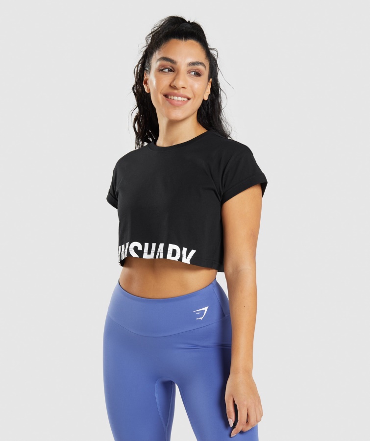 Bruch Crop Top Schwarz Gymshark