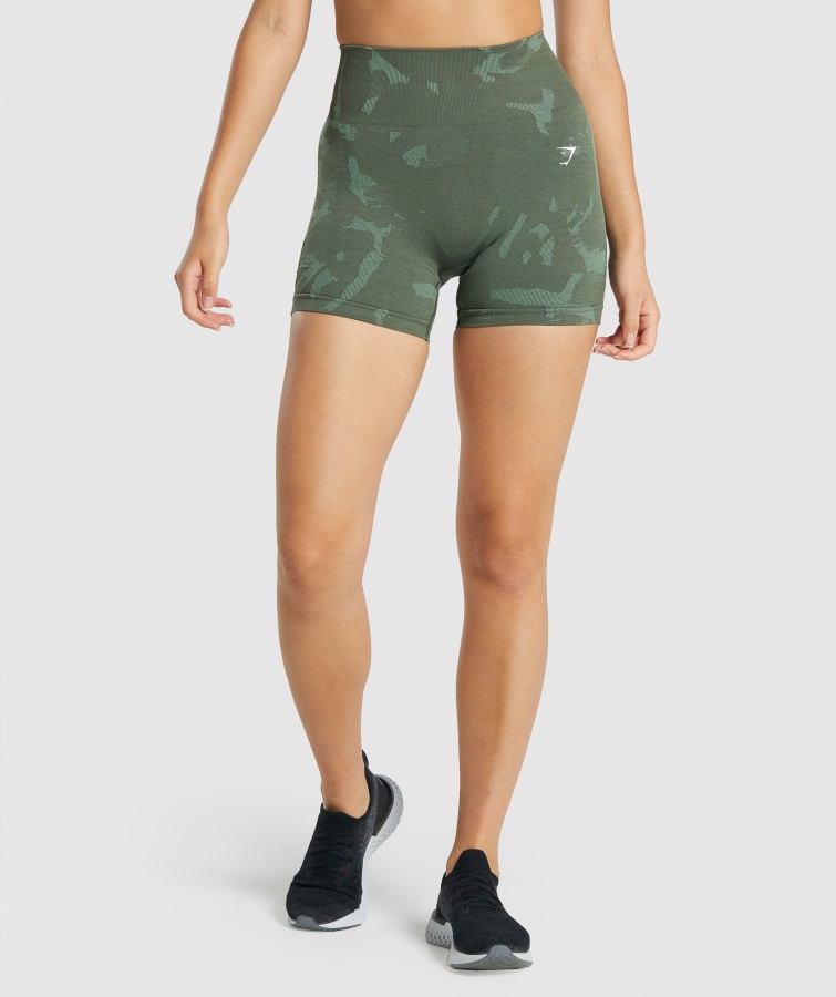 Gymshark Adapt Camo Nahtlose Shorts Savanna-grün
