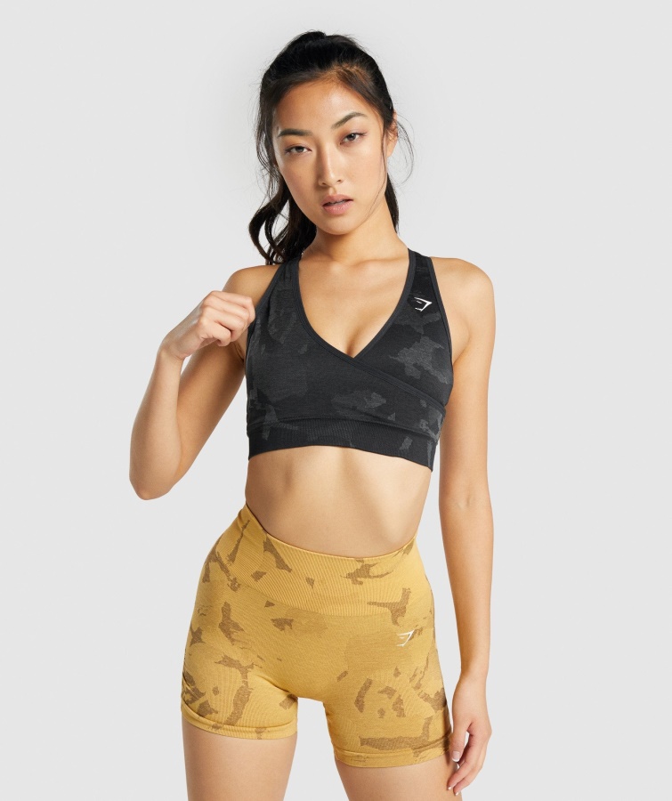 Gymshark Adapt Camo Nahtloser Sport-BH Savanna-black