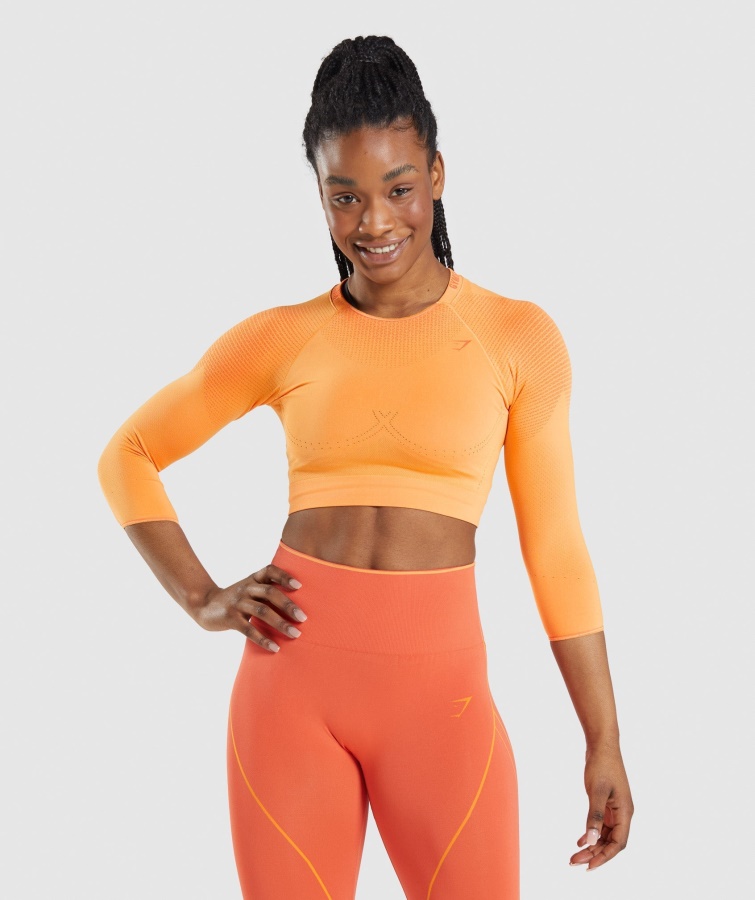 Gymshark Apex Nahtloses Bauchfreies Top Apricot Orange-papaya Orange