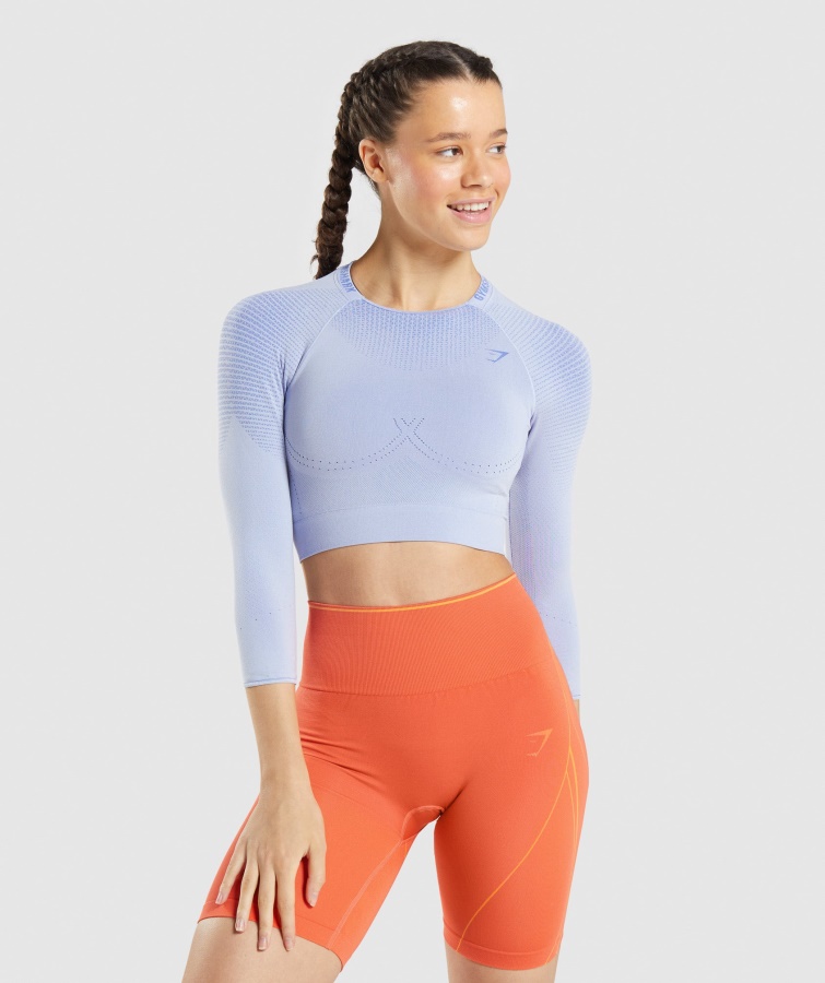 Gymshark Apex Nahtloses Bauchfreies Top Lavendelblau-courtblau