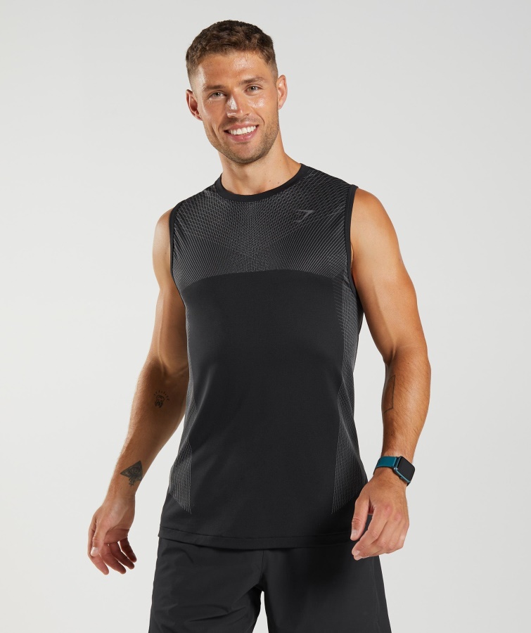 Gymshark Apex Nahtloses Tanktop Schwarz-silhouette Grau