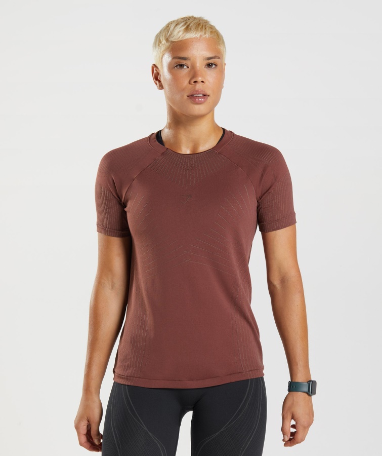Gymshark Apex Nahtloses Top Kirschbraun-trüffelbraun