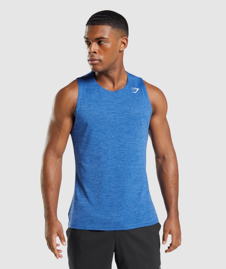 Gymshark Athletic Blue-Javelin Blue Merl Arrival Slim Merl Tank