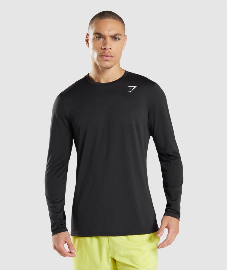 Gymshark Schwarzes Ankunfts-Langarm-T-Shirt