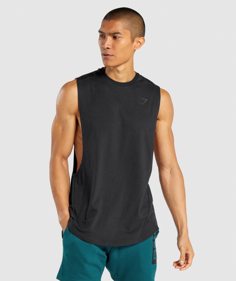Gymshark Schwarzes, Fettes Drop-Arm-Tanktop