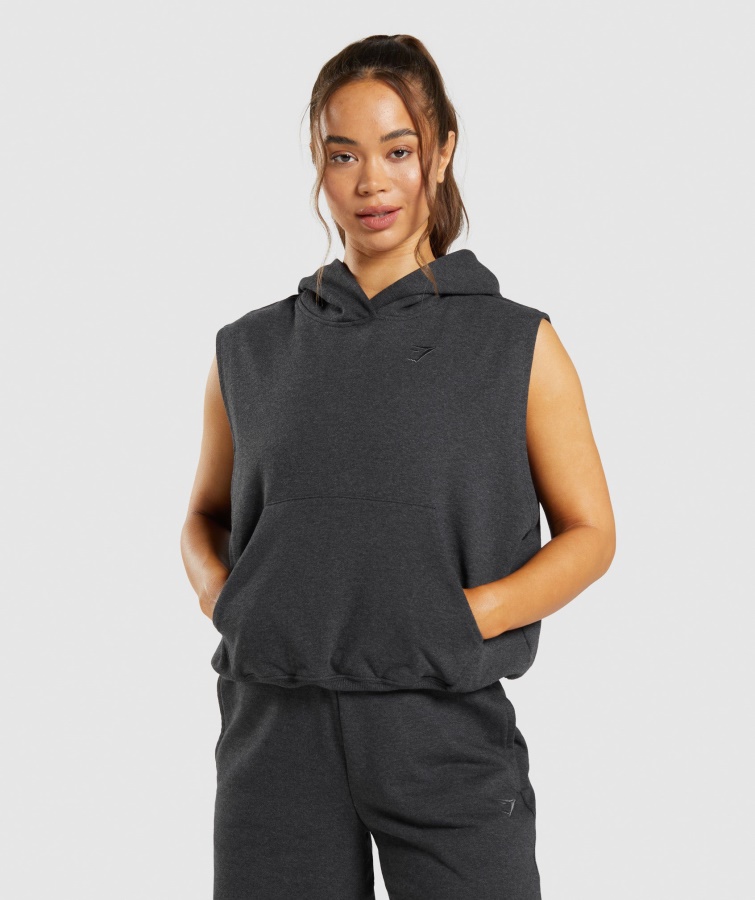 Gymshark Black Core Merl Rest Day Sweats ärmelloser Hoodie