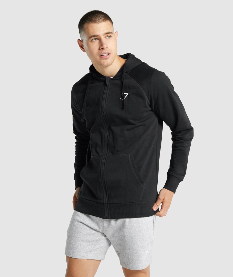 Gymshark Hoodie Mit Schwarzem Wappen Und Reißverschluss