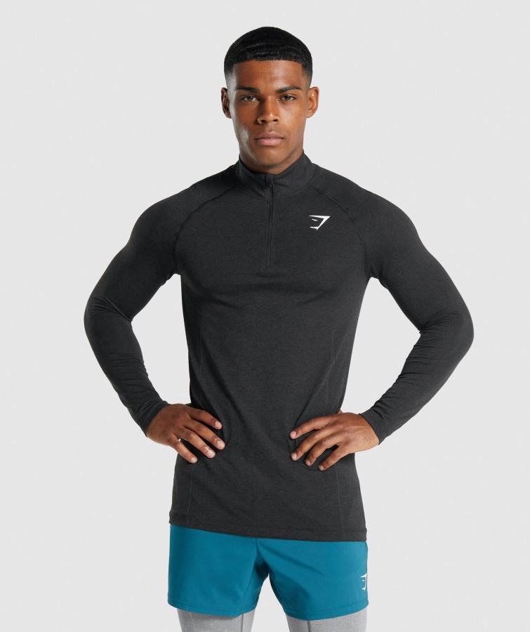 Gymshark Schwarz Meliert Vital Light 1-4 Zip
