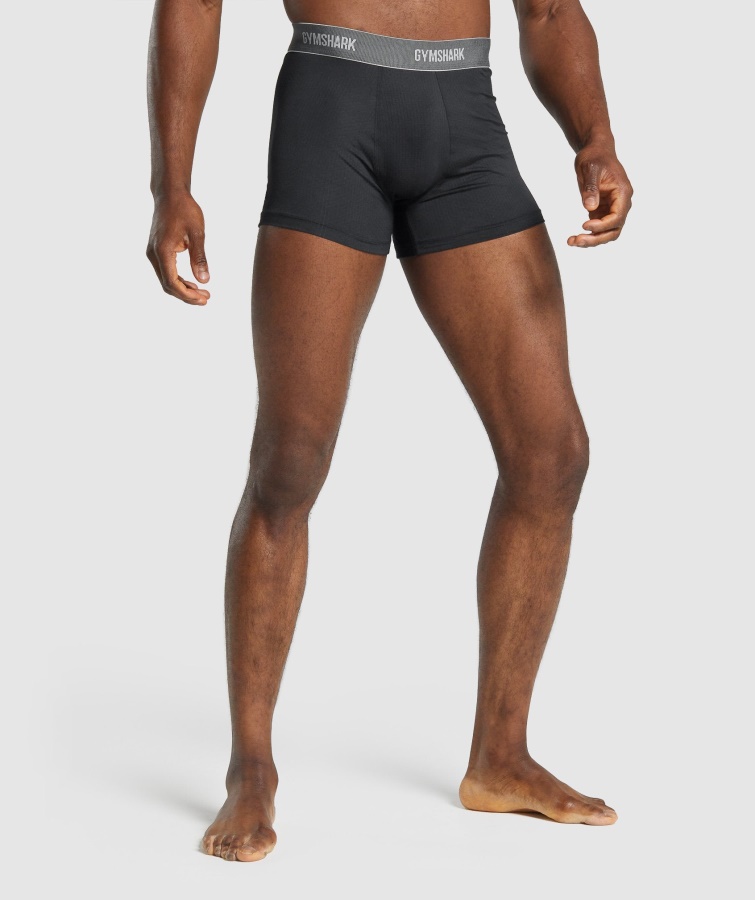 Gymshark Sport-Tech-Boxershorts, Schwarz, 2er-Pack