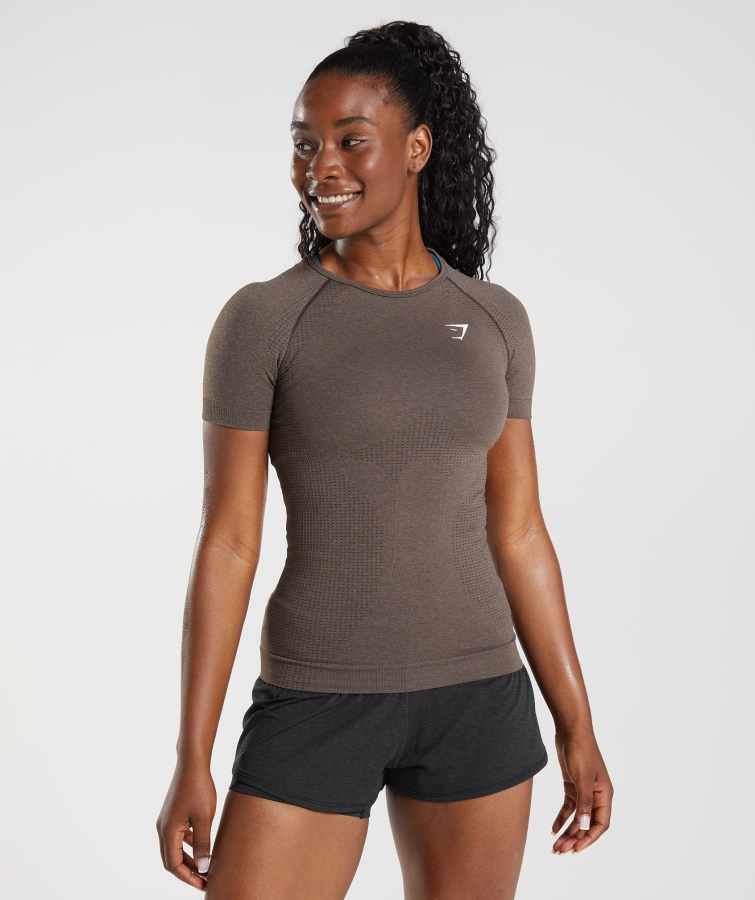 Gymshark Braun Meliert Vital Seamless 2.0 T-Shirt