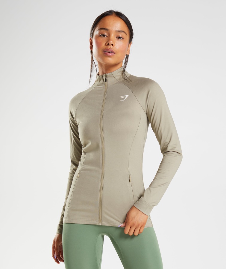Gymshark Zementbraune Trainingsjacke Mit Reißverschluss