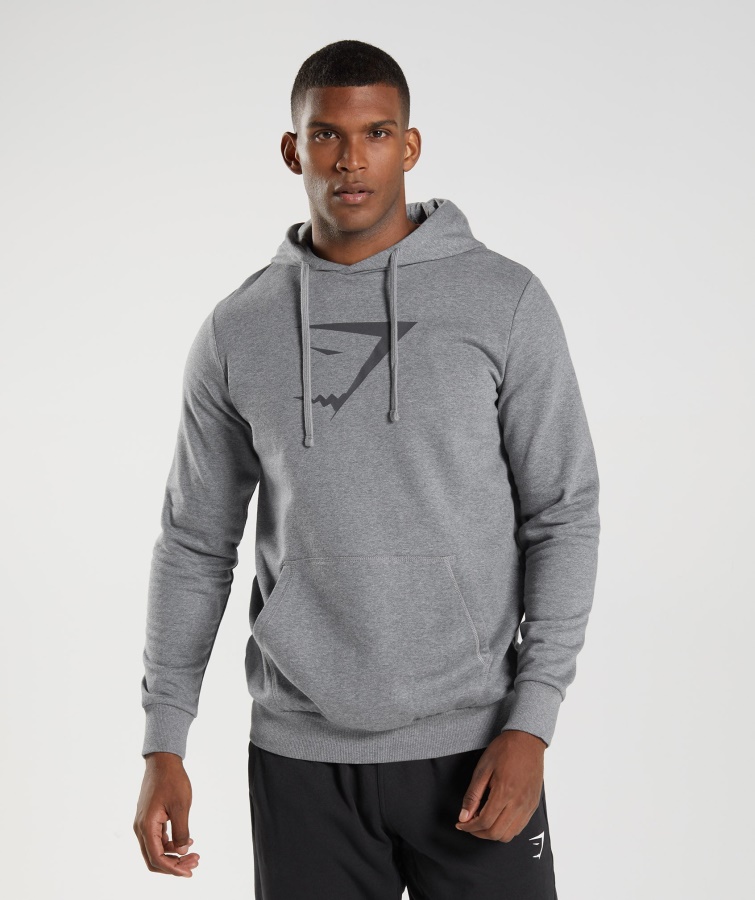 Gymshark Anthrazit Melierter Kapuzenpullover Mit Sharkhead-Füllung