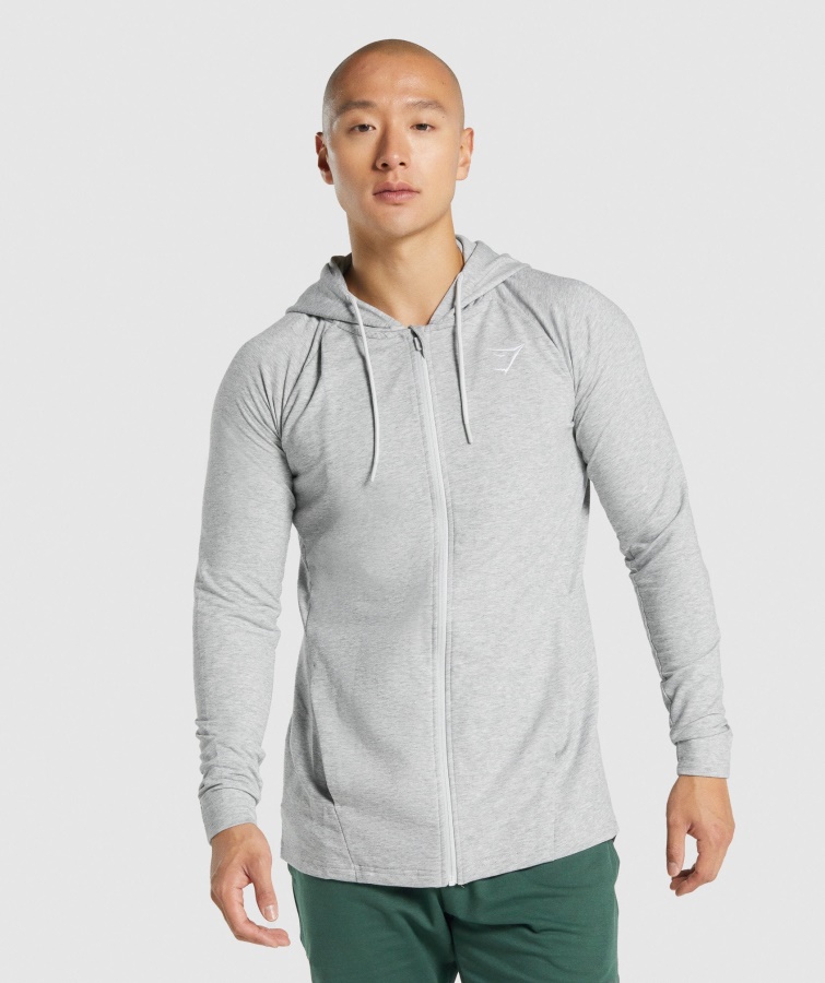 Gymshark Critical 2.0 Zip Up Hoodie Hellgrau Meliert