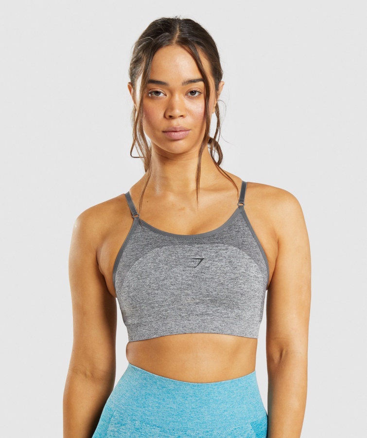 Gymshark Flex Riemchen-Sport-BH Anthrazitgrau Meliert