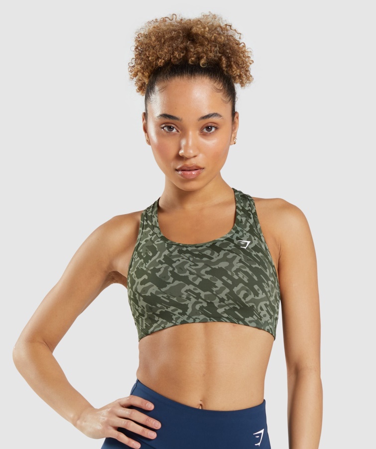 Sport-BH Mit Racerback Und Grünem Gymshark-Print
