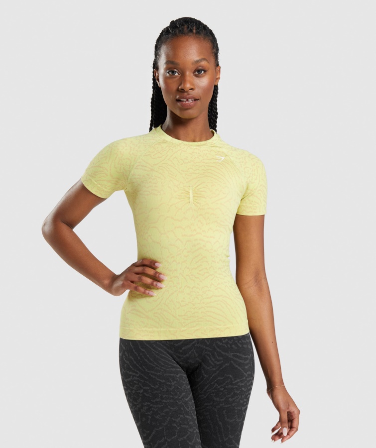 Gymshark Hybrid-Glühwürmchen-gelbes, Nahtloses T-Shirt Mit Tiermotiv