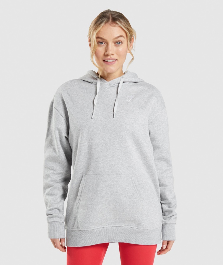 Gymshark Hellgrau Melierter übergroßer Trainings-Hoodie