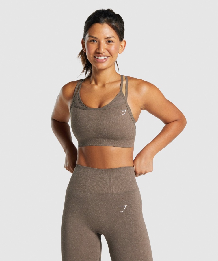 Gymshark Mineralbrauner Nahtloser Sport-BH Adapt Fleck
