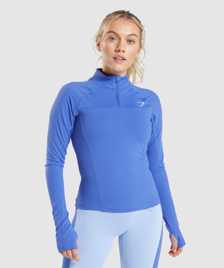 Gymshark Pulse 1-4 Zipcourt Blau