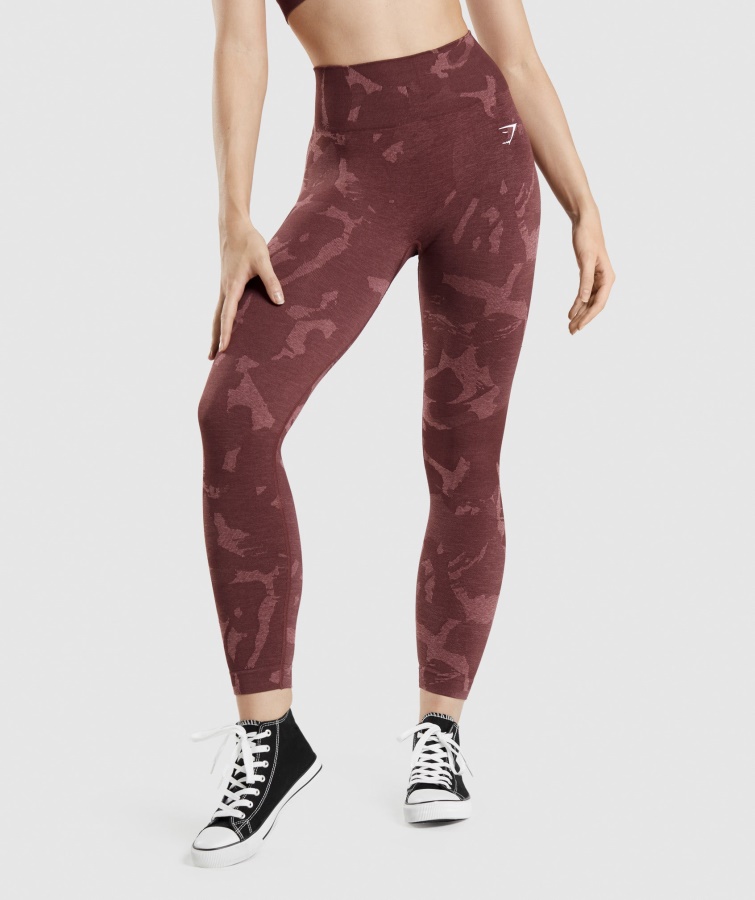 Gymshark Savanna-kirschbraune Adapt-Camouflage-Leggings