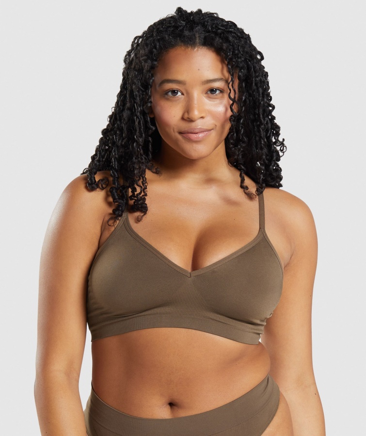 Gymshark Nahtloses Bralette Mit Tiefem Ausschnitt Walnussbraun