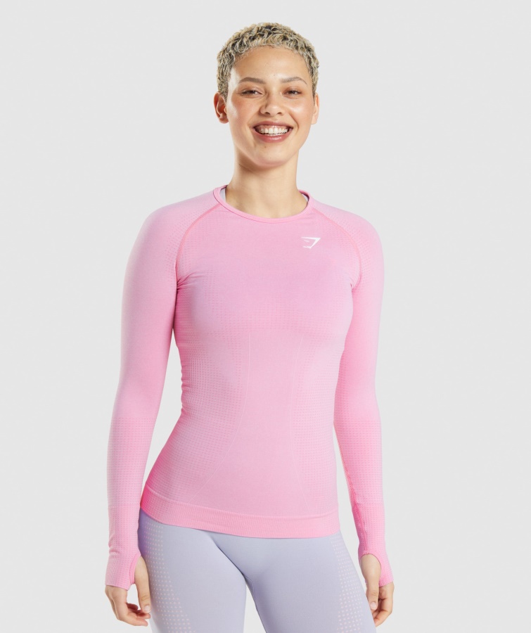 Gymshark Sorbet Pink Marl Vital Seamless 2.0 Langarmtop