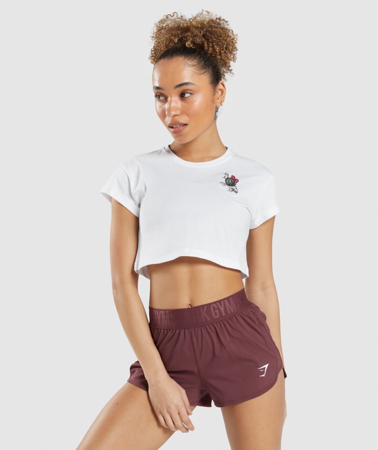 Gymshark Sticker Pack Crop T-Shirt Weiß