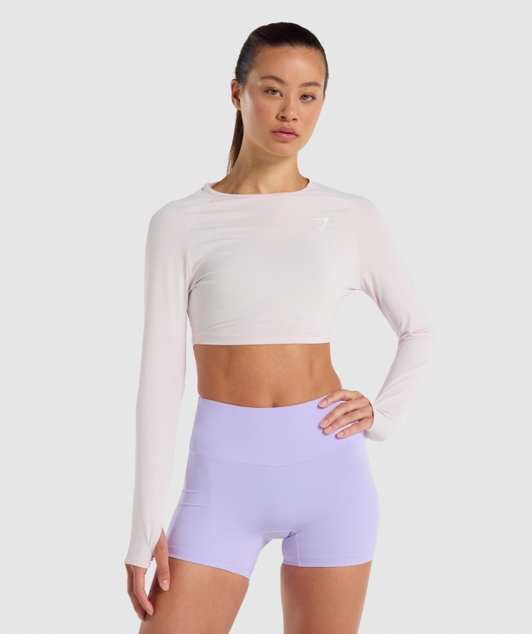 Gymshark Trainings-Langarm-Crop-Top Creme