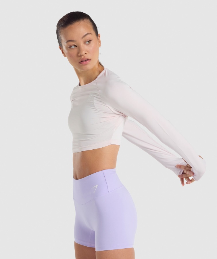 Gymshark Trainings-Langarm-Crop-Top Creme