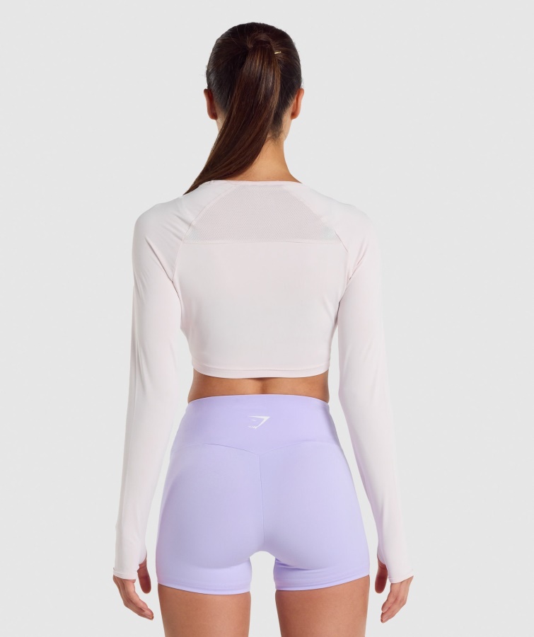 Gymshark Trainings-Langarm-Crop-Top Creme