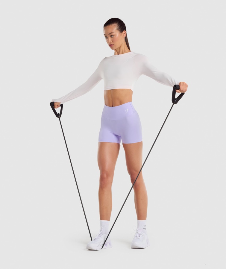 Gymshark Trainings-Langarm-Crop-Top Creme