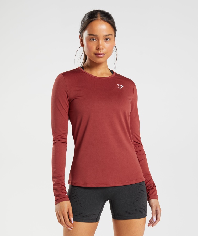Gymshark Trainings-Langarmshirt Rosewood Red